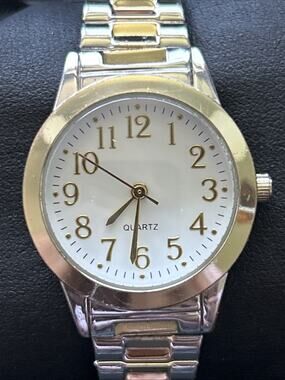 Accutime Two Tone Women’s Stretch Band Quartz Watch